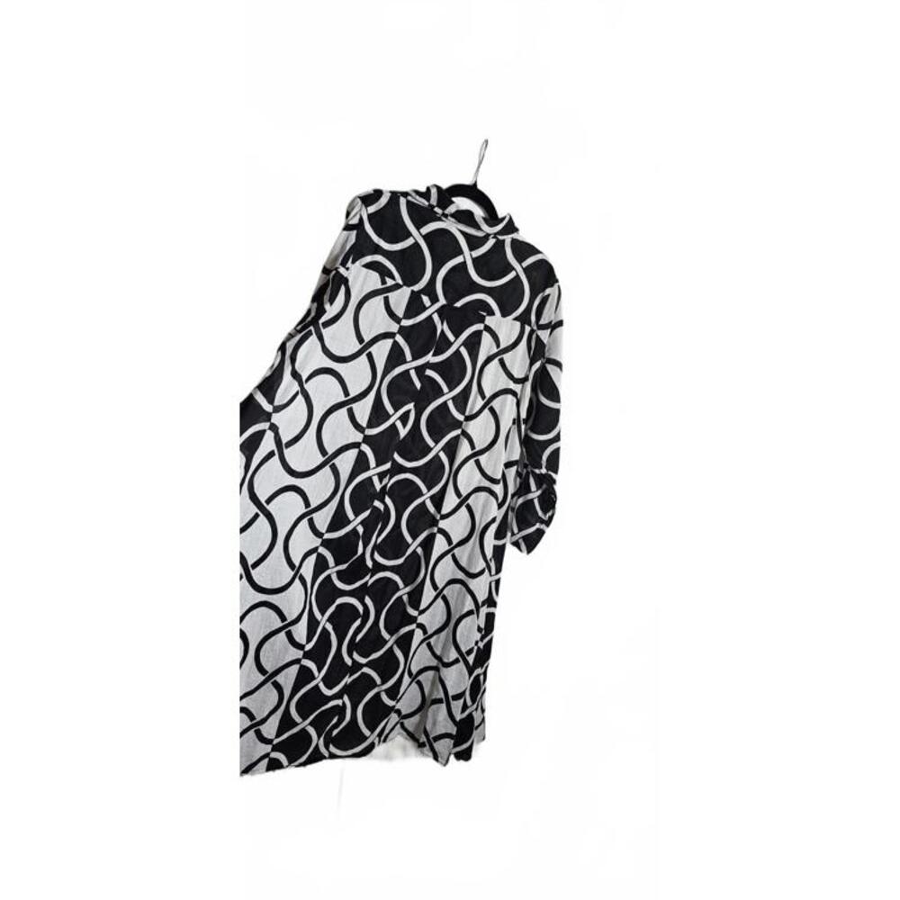 Step in Style 2X Black and White Patterned Long Sleeve Dress 100% Cotton - Picture 2 of 14